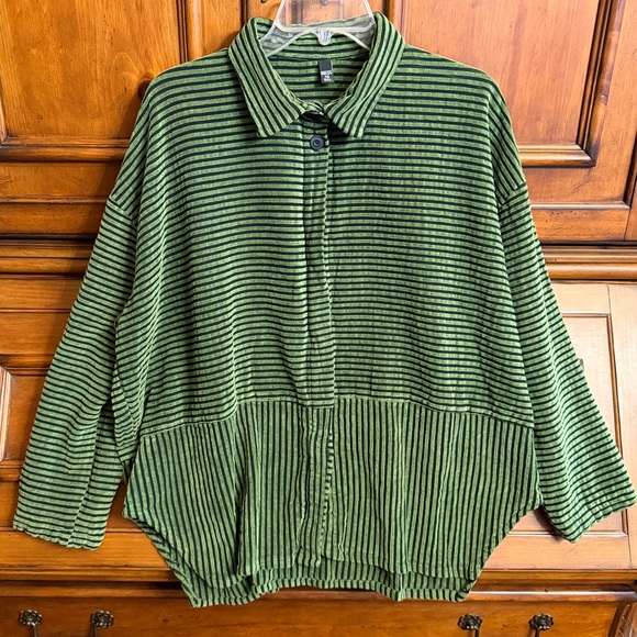 Dress To Kill | Lagenlook One Size Oversized Striped Button Up Shirt - Picture 12 of 12